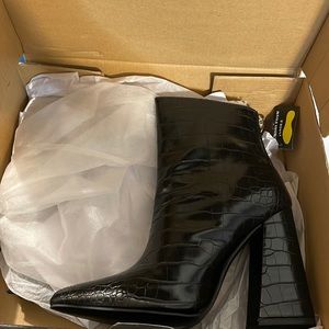 Black “reptile” style pointed booties